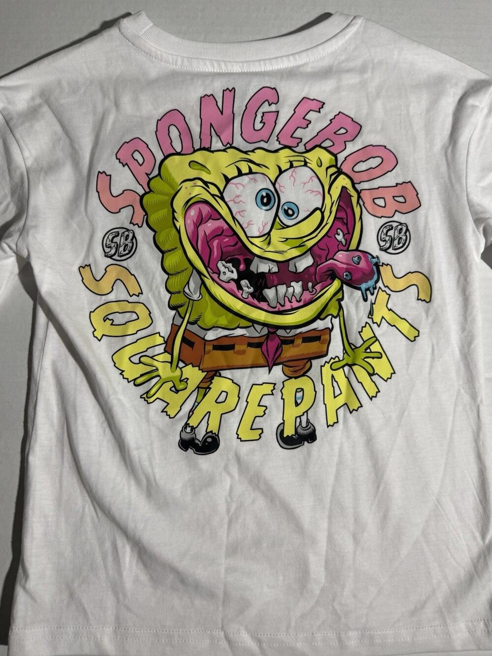 Nickelodeon Kids 4/5 SpongeBob SquarePants White Graphic Crew Neck T-Shirt